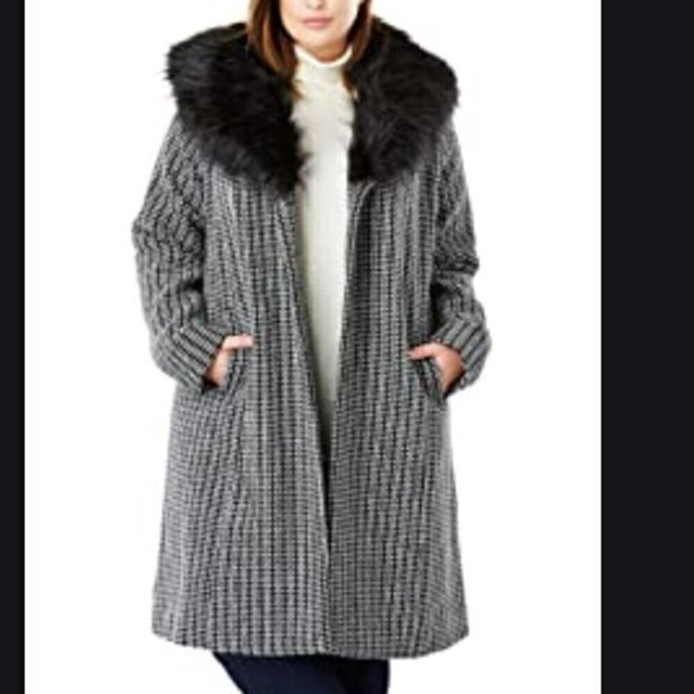 JESSICA London Black and White Wool Coat Size 12
